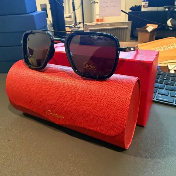 CARTIER C-Decor Black/Red Unisex Eyeglasses - Picture 2 of 4